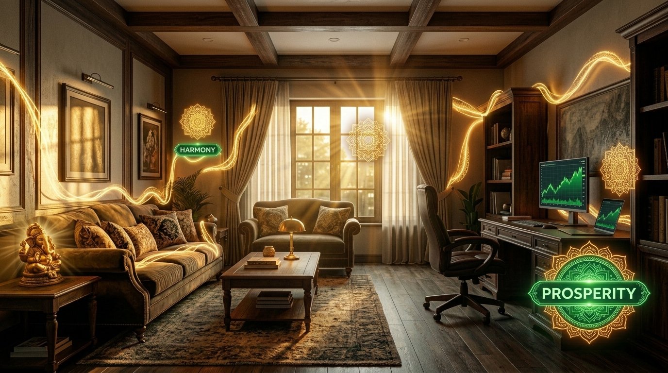 Vastu Energy After: Warm Sunlight and Golden Mandala Aura